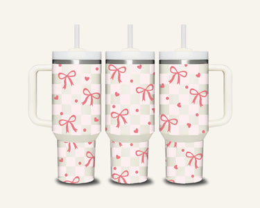 Pink Bows Tumbler with Side Handle #2